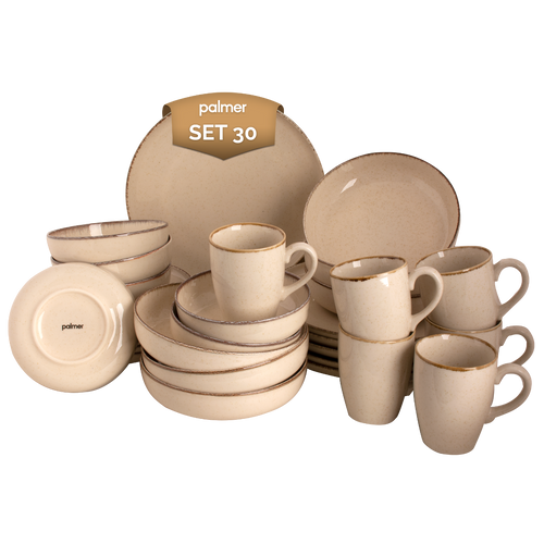 Palmer  Antigo Geschirrset Porzellan 6-Personen 30-teilig Creme  Palmer  Antigo Geschirrset Porzellan 6-Personen 30-teilig Creme