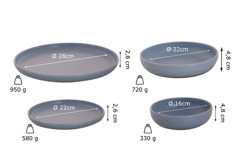 Palmer  Sandy Loam Tafelservice Steingut 6-Personen 24-teilig Blau Palmer  Sandy Loam Tafelservice Steingut 6-Personen 24-teilig Blau