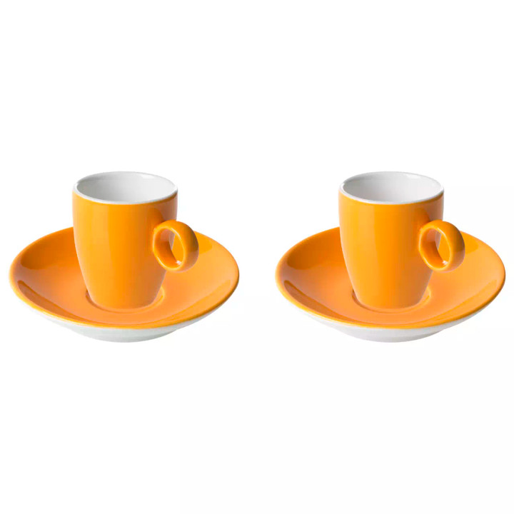 Maastricht Porselein  Bart  Cafe Espressotasse und Untertasse Farbe 6,5 cl Orange 2 Stück