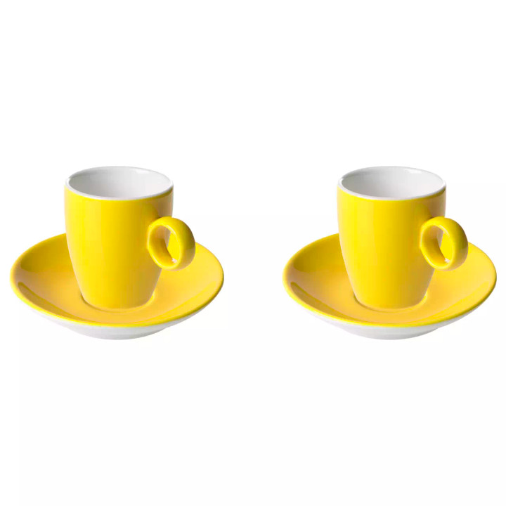 Maastricht Porselein  Bart  Cafe Espressotasse und Untertasse Farbe 6,5 cl Gelb 2 Stück