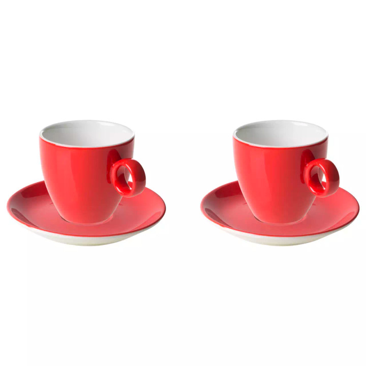 Maastricht Porselein Schotel en koffiekop Bart Colour Cafe 17 cl Rood 2 stuks