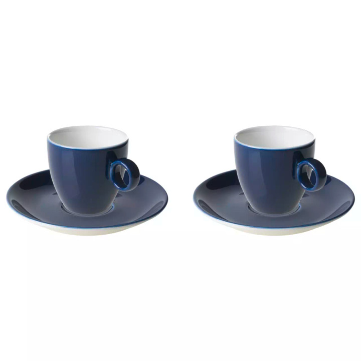 Maastricht Porselein  Bart  Cafe Kaffeetasse und Untertasse Farbe 17 cl Blau 2 Stück
