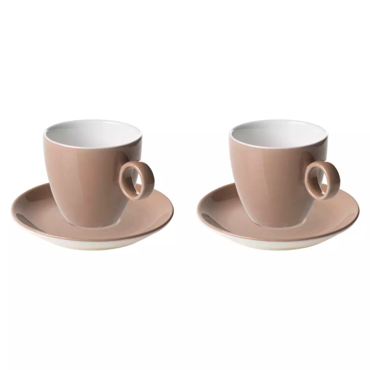 Maastricht Porselein Koffiekop en schotel Bart Colour Cafe 17 cl Beige 2 stuks