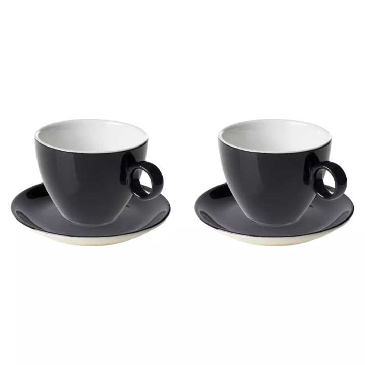 Maastricht Porselein Cappuccinokop en schotel Bart Colour Cafe 23 cl Zwart 2 stuks