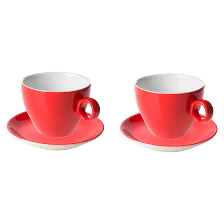 Maastricht Porselein  Bart  Cafe Cappuccinotasse und Untertasse Farbe 23 cl Rot 2 Stück