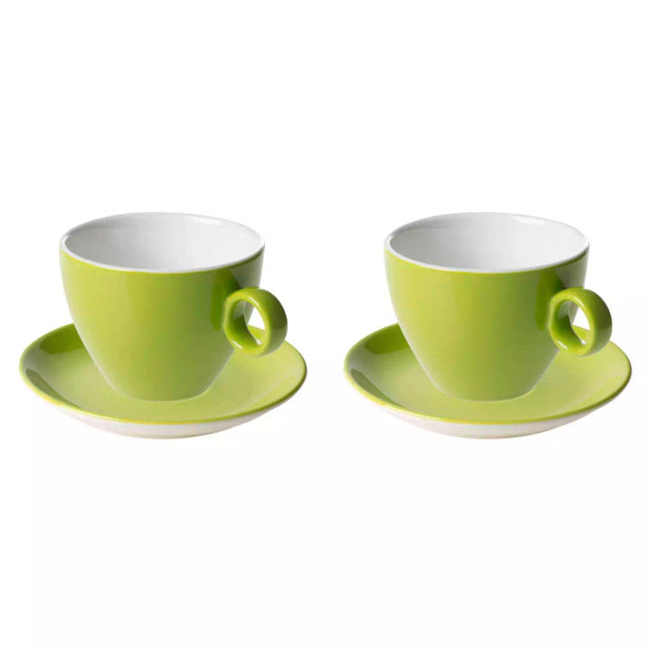 Maastricht Porselein Cappuccinokop en schotel Bart Colour Cafe 23 cl Groen 2 stuks