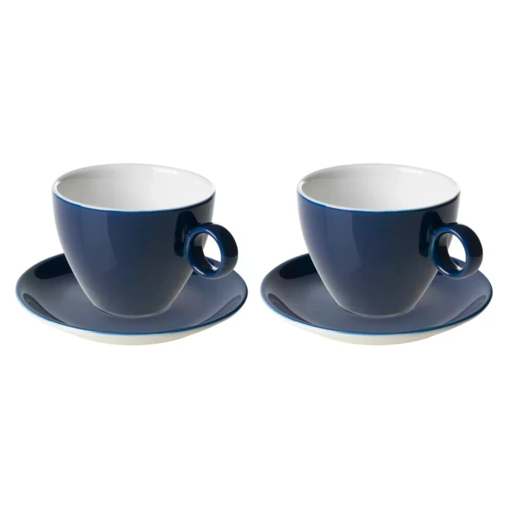 Maastricht Porselein  Bart  Cafe Cappuccinotasse und Untertasse Farbe 23 cl Blau 2 Stück