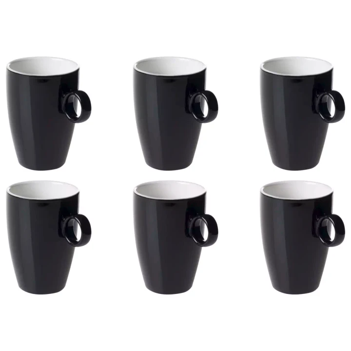Maastricht Porselein  Bart  Cafe Becher Farbe 23 cl Schwarz 6 Stück