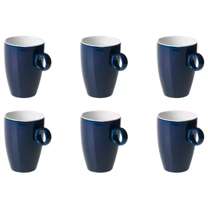 Maastricht Porselein Beker Bart Colour Cafe 23 cl Blauw 6 stuks