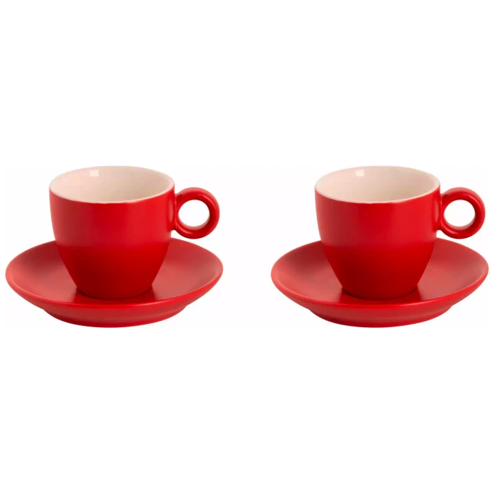 Maastricht Porselein Koffiekop en schotel Bart Colour Cafe 17 cl Rood 2 stuks
