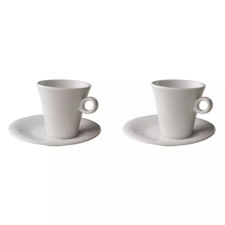 Maastricht Porselein  Finn Cappuccinotasse und Untertasse 20 cl 15,5 cm Weißes Porzellan 2 Stück