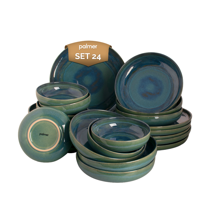 Palmer Serviesset Miami Stoneware 6-persoons 24-delig Groen