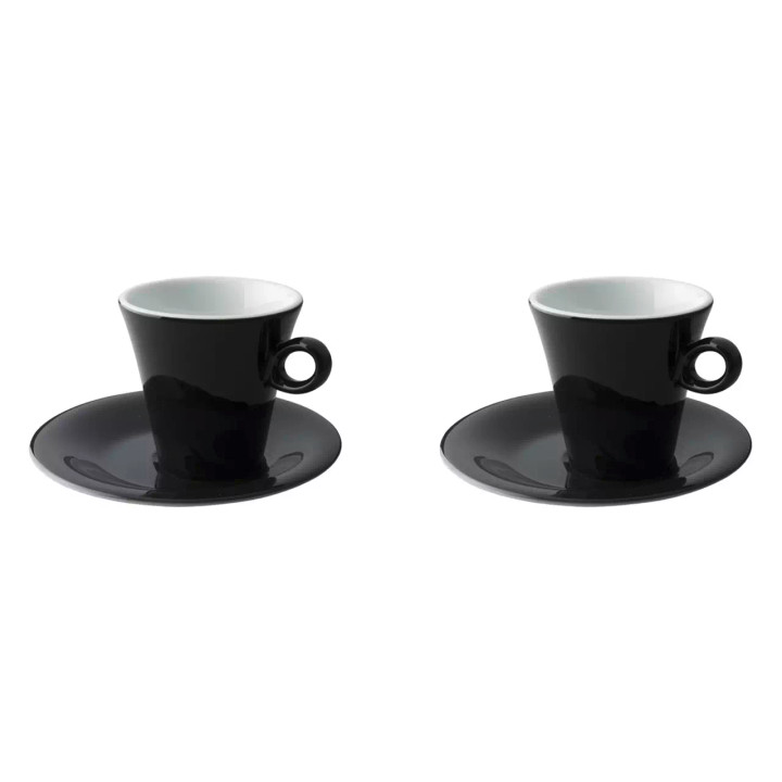 Maastricht Porselein Cappuccinokop en schotel Finn Colour 20 cl 15.5 cm Zwart Porselein 2 stuks