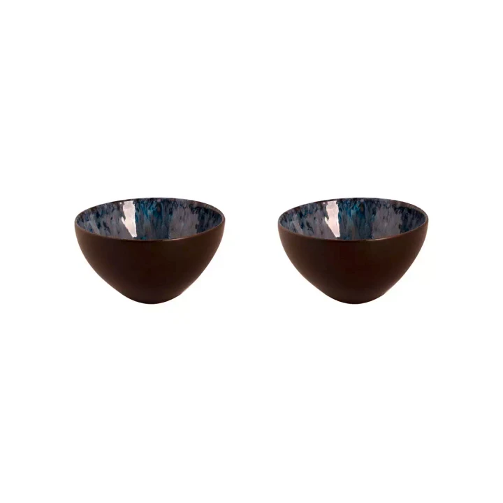 Palmer Bowl Lester 15 cm 80 cl Black Blue Stoneware 2 pcs.