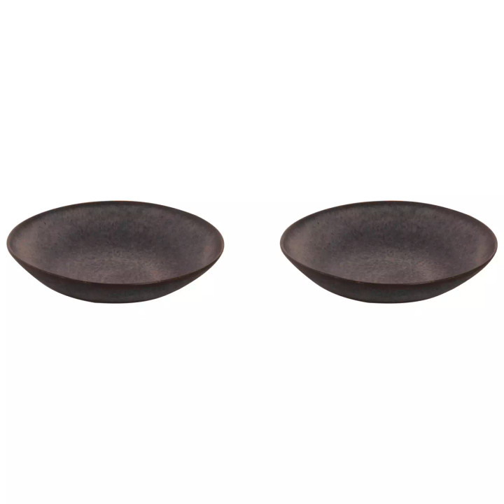 Palmer Bord diep Houston 22 cm Zwart Grijs Stoneware 2 stuks