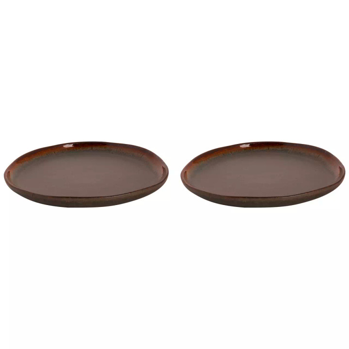 Palmer Bord David Mucky 22 cm Bruin Stoneware 2 stuks