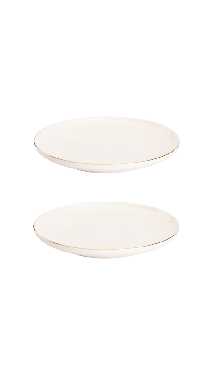 Maastricht Porselein  Ligne D'or Teller 27 cm Weißgold Porzellan 2 Stück