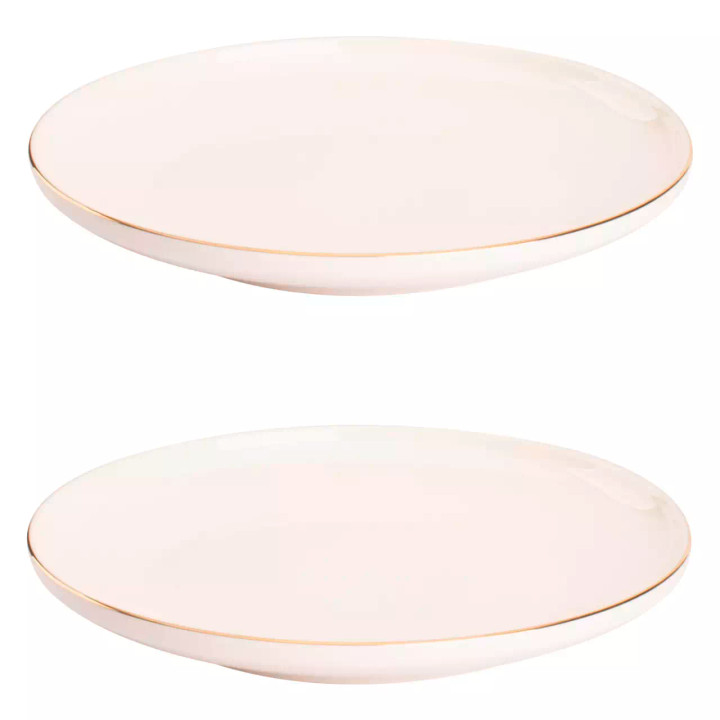 Maastricht Porselein Bord Ligne D'or 27 cm Wit Goud Porselein 2 stuks