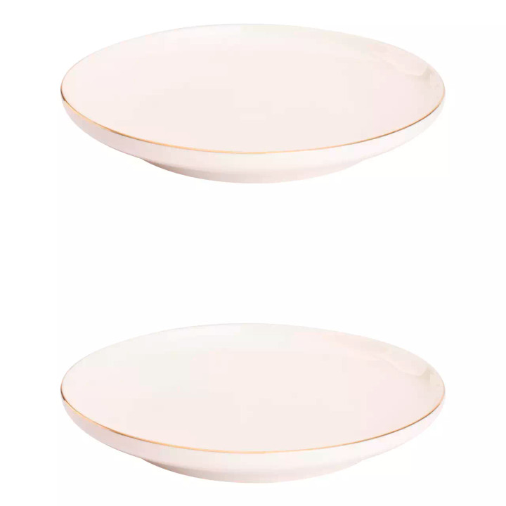 Maastricht Porselein Plate Ligne D'or 21 cm White Gold Porcelain 2 pcs.