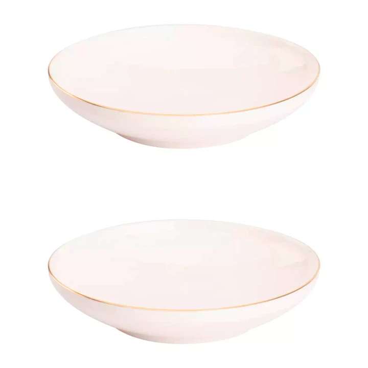 Maastricht Porselein Plate deep Ligne D'or 19 cm White Gold Porcelain 2 pcs.