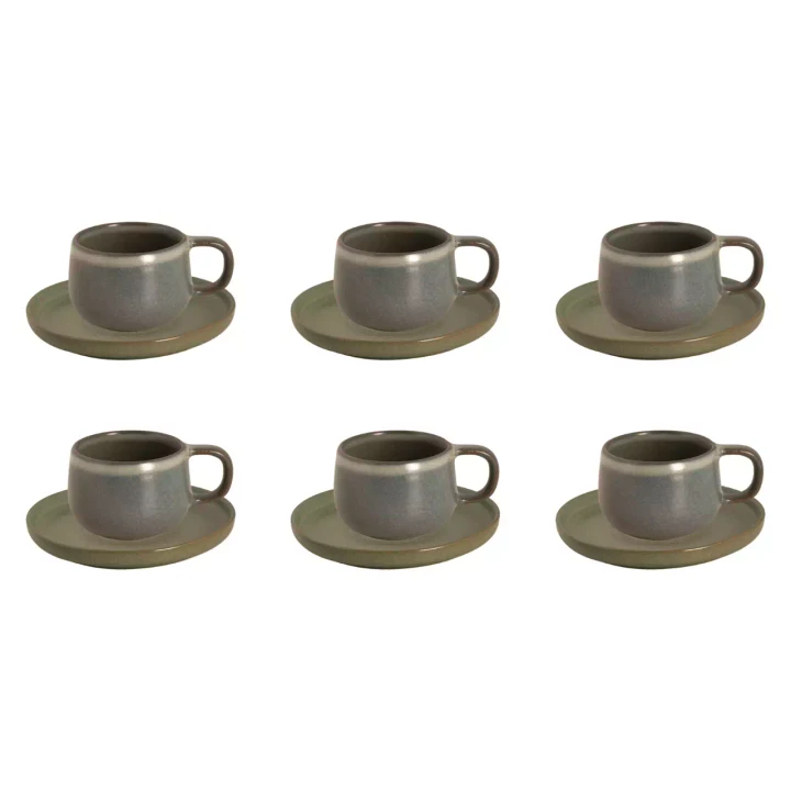 Palmer Cup and saucer Sandy Loam 27.5 cl - 14.5 cm Green 6 pieces