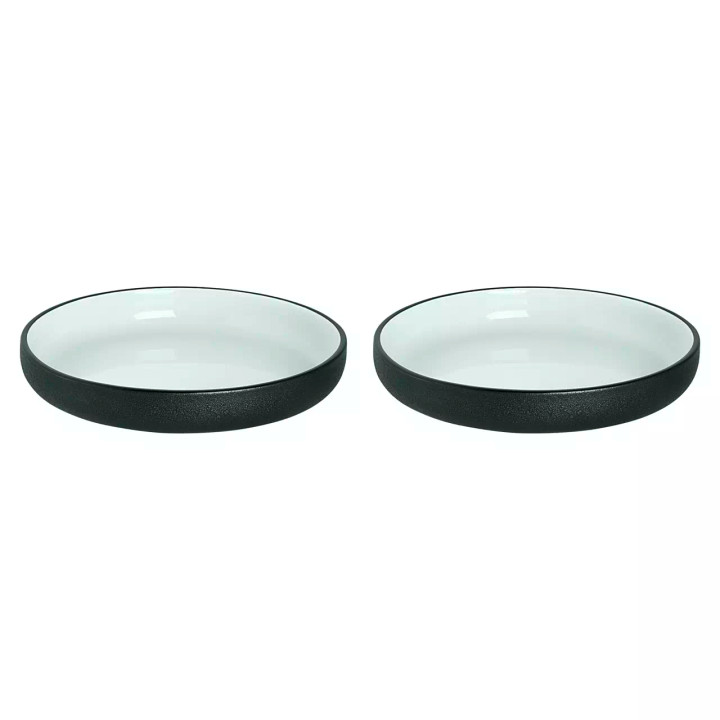 Maastricht Porselein  Cosmic Teller tief 20 cm Schwarz Weiß Porzellan 2 Stück