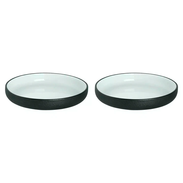 Maastricht Porselein Plate deep Cosmic 20 cm Black White Porcelain 2 pcs.