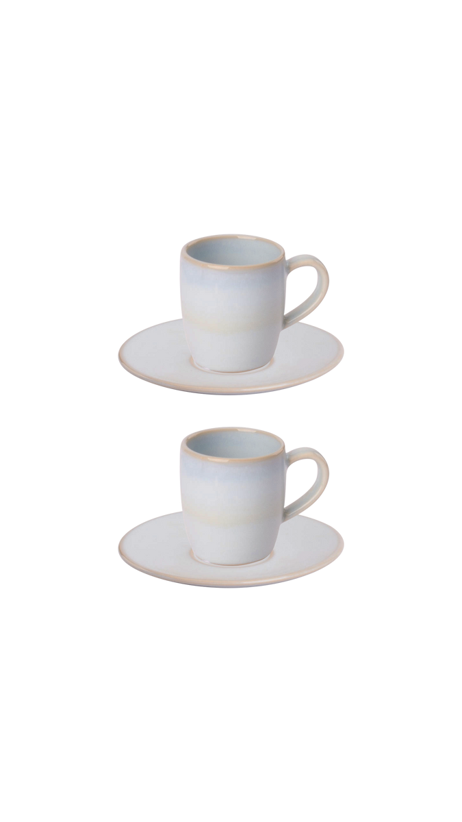 Palmer Espressokop en schotel Barolo 7 cl - 5.3 cm Lichtblauw Stoneware 2 stuks