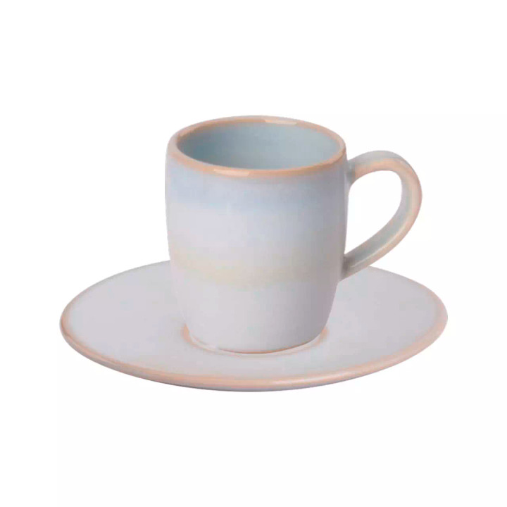 Palmer Espressokop en schotel Barolo 7 cl - 5.3 cm Lichtblauw Stoneware 2 stuks