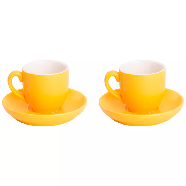 Palmer Coffee cup and saucer Colors Matt 14 cl 12 cm Yellow Porcelain 2 pcs.