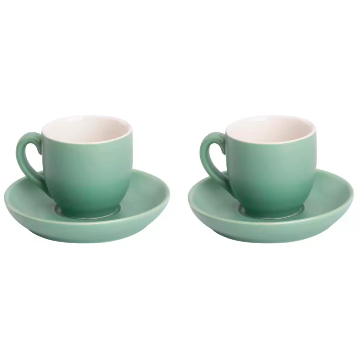 Palmer Koffiekop en schotel Colors Mat 14 cl 12 cm Groen Porselein 2 stuks