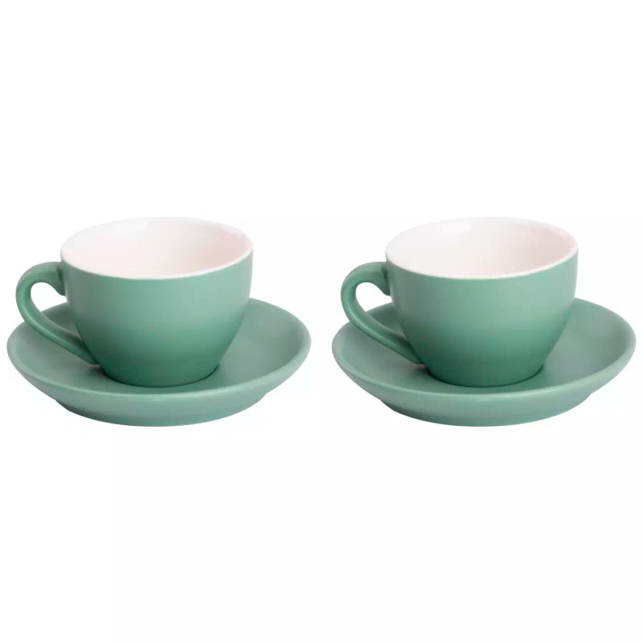 Palmer Cappuccino cup and saucer Colors Matt 18 cl 14 cm Green Porcelain 2 pcs.