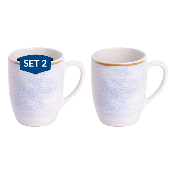 James Cooke Beker Clouded Charm 27 cl Blauw Wit Stoneware 2 stuks