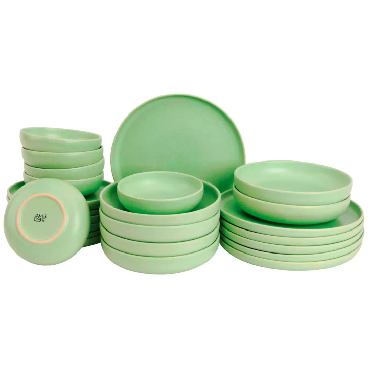 James Cooke Dinnerware set Bliss Stoneware 6-person 24-piece Green