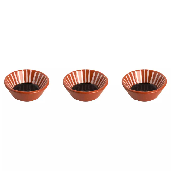 Colori Del Sud Mezquita Stripe Bowl 8 cm 6 cl Black 3 pcs.