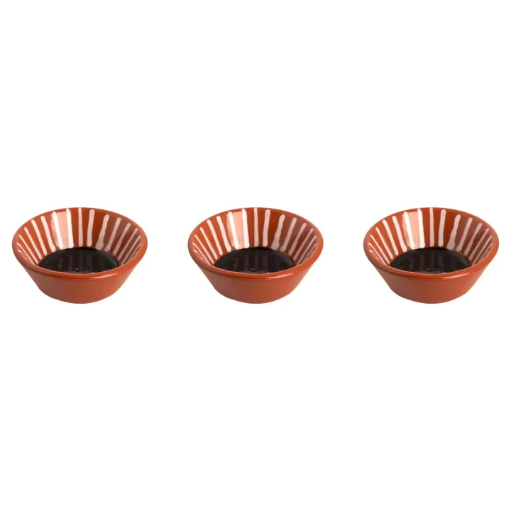 Colori Del Sud Mezquita Stripe Schaal 8 cm 6 cl Zwart 3 stuks