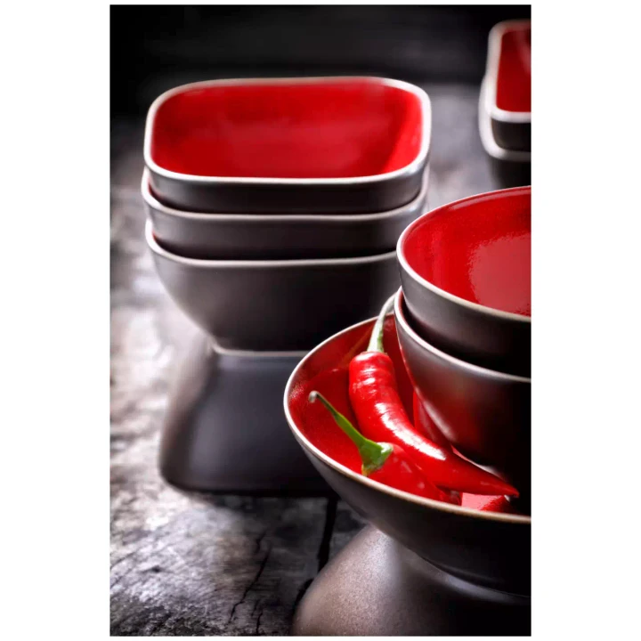 Palmer Bowl Lava 10 cm 30 cl Brown Red Stoneware 2 pcs.