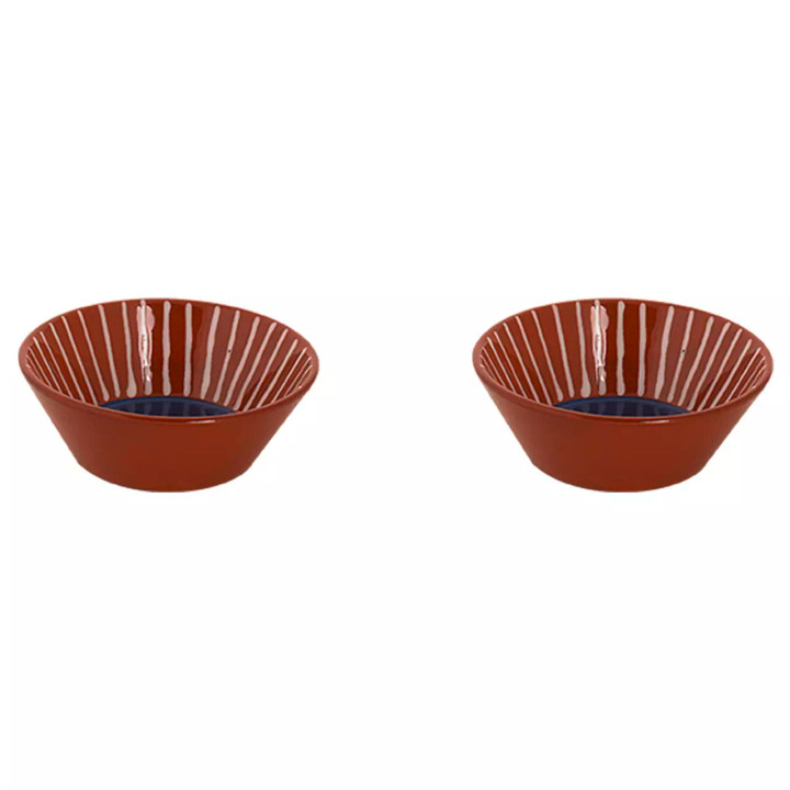 Colori Del Sud Mezquita Streifen Schüssel 15 cm 45 cl Blau 2 Stk.
