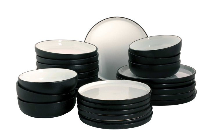 Maastricht Porselein Serviesset Cosmic Porselein 6-persoons 24-delig Wit Zwart