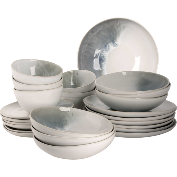 Palmer Serviesset Nordic Stoneware 6-persoons 24-delig Wit Groen