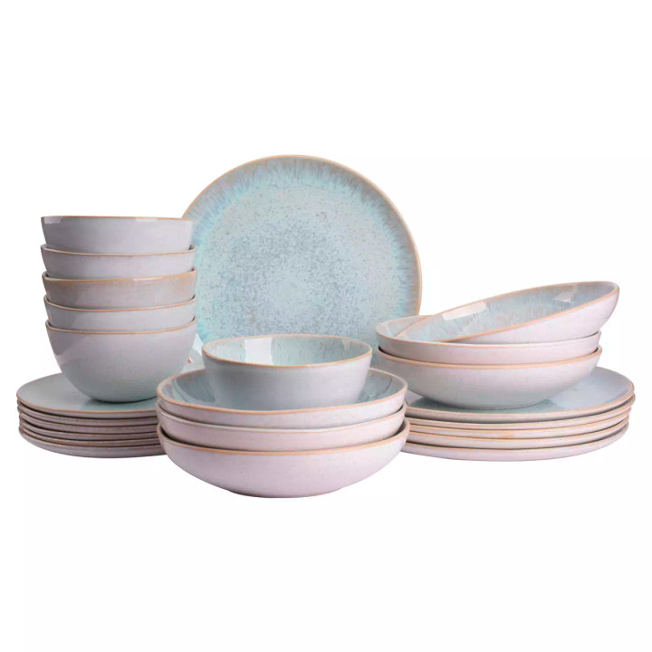 Palmer Dinnerware set Light Blue Sea Stoneware 6-person 24-piece Blue