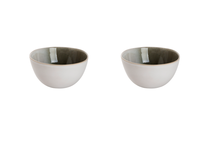 Palmer Schaal Nordic 15 cm 90 cl Wit Groen Stoneware 2 stuks