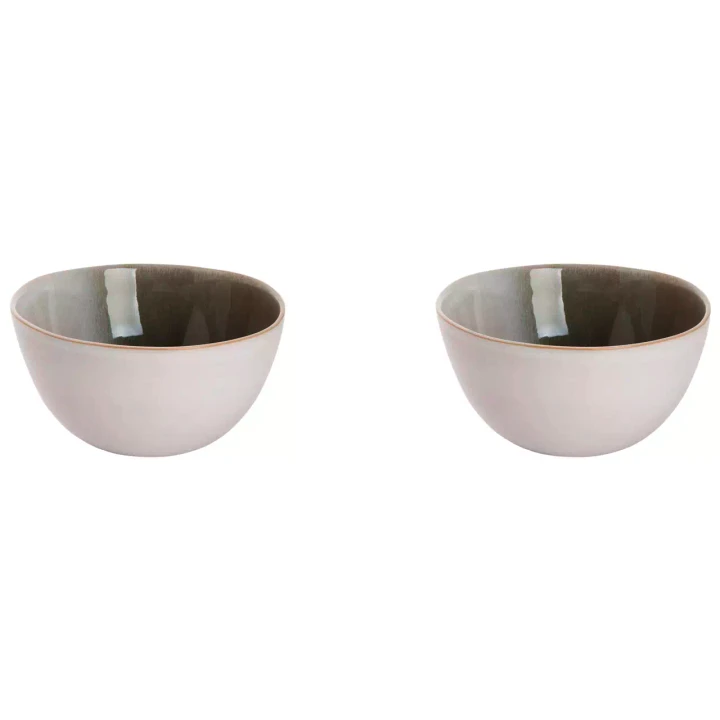 Palmer Schaal Nordic 15 cm 90 cl Wit Groen Stoneware 2 stuks