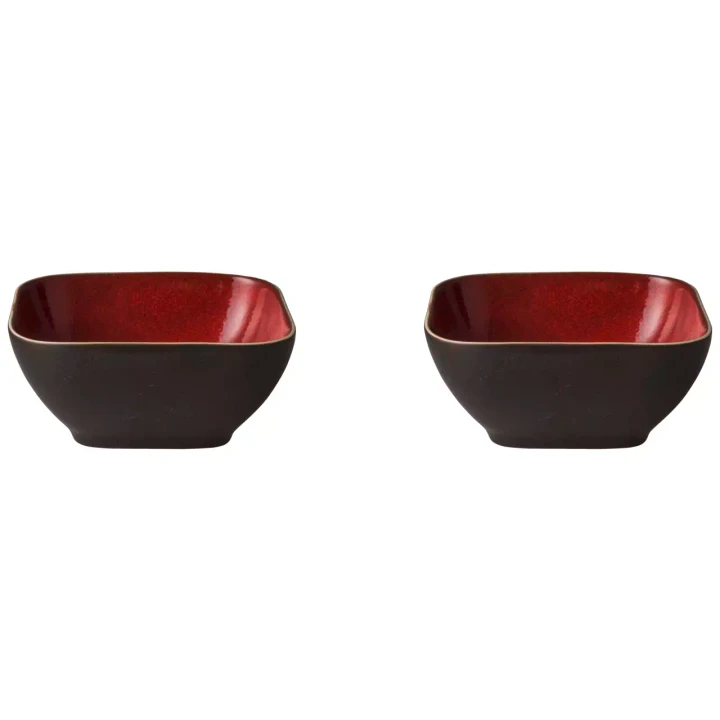 Palmer Schaal Lava 12 x 12 cm 30 cl Bruin Rood Stoneware 2 stuks