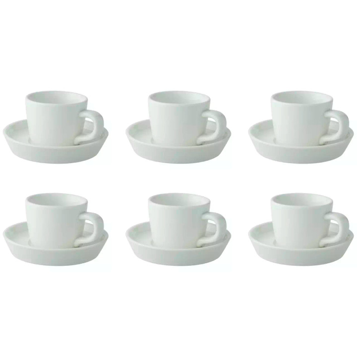 Palmer  Da Vinci Espressotasse und Untertasse 9 cl - 11 cm Offwhite Porzellan 6 Stück