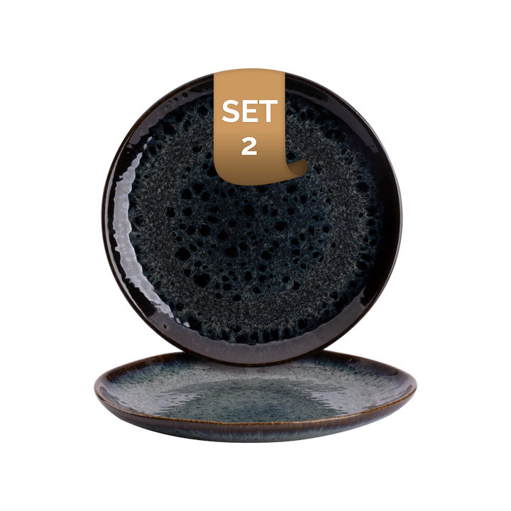 Palmer Bord Eccentric 22 cm Blauw Stoneware 2 stuks