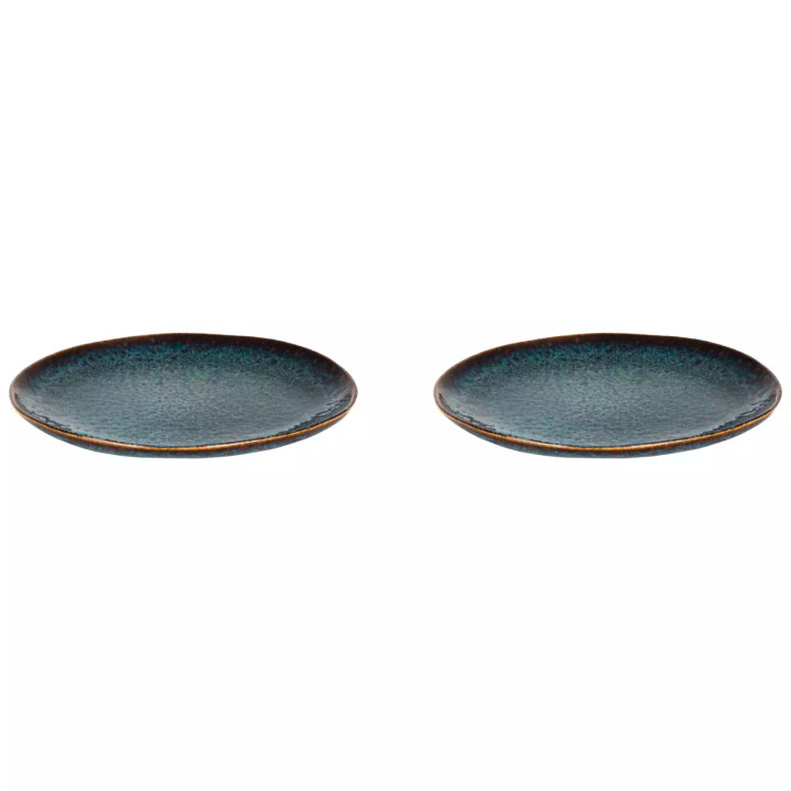 Palmer Bord Eccentric 22 cm Blauw Stoneware 2 stuks