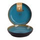 Palmer  Lotus Teller tief 21 cm Türkis Schwarz Steingut 2 Stück