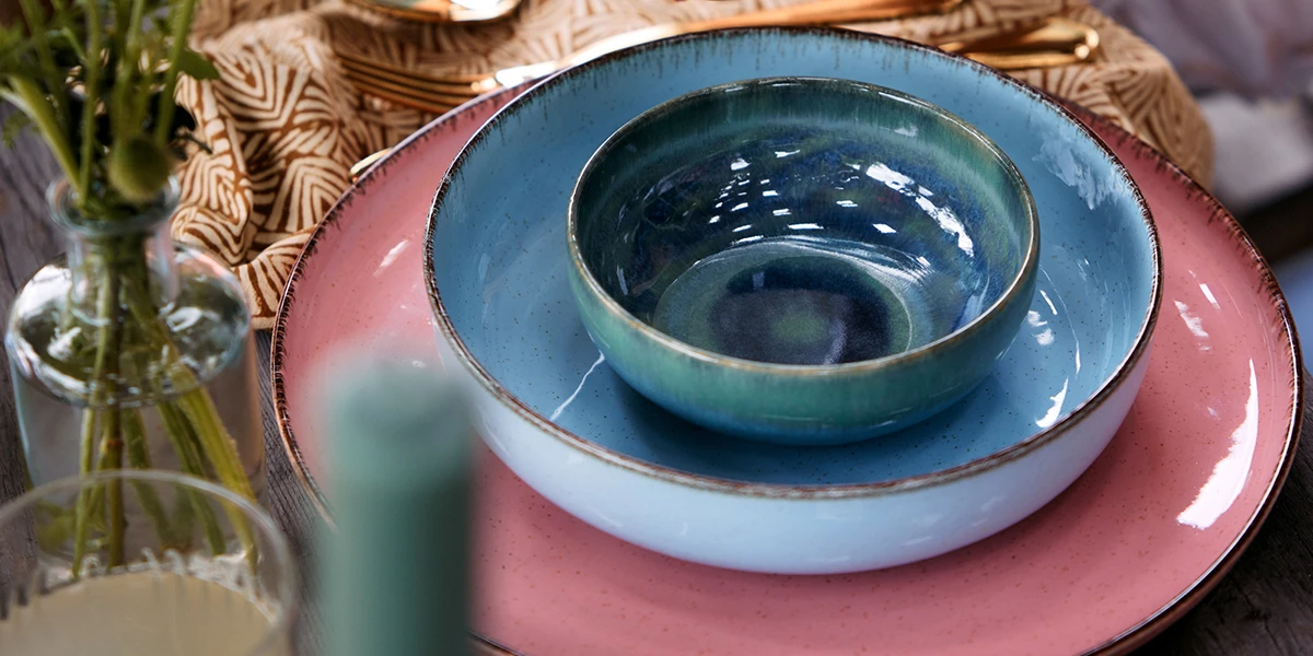 Colorful tableware on the table