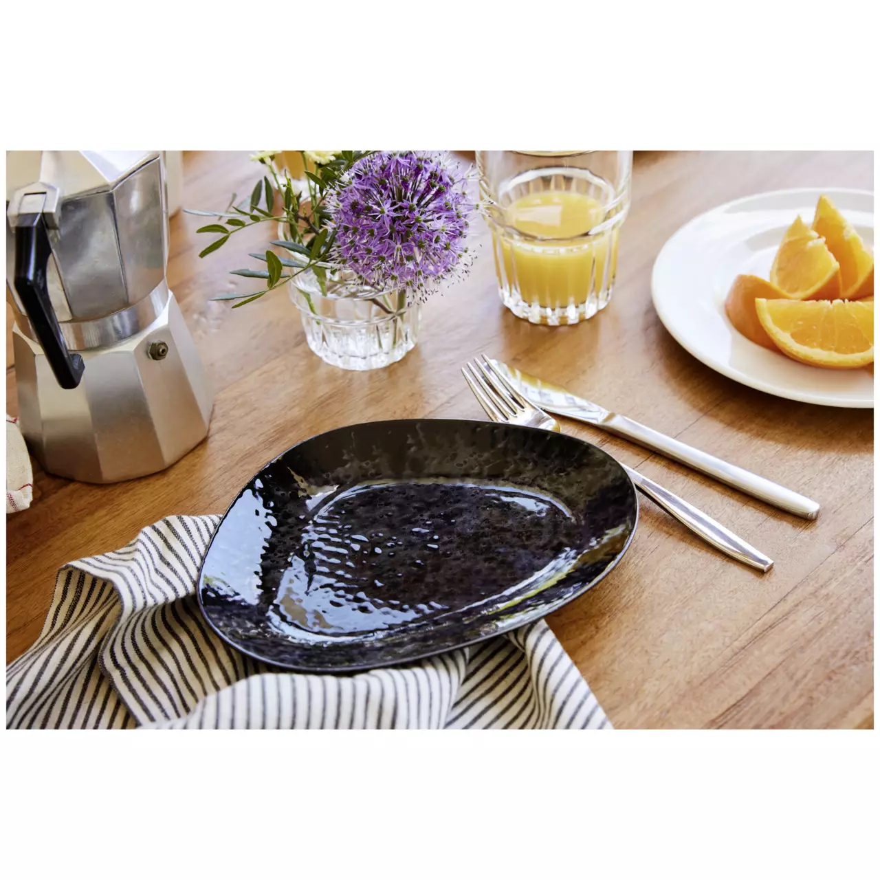 Maastricht Porselein Tahiti Teller 30 cm Schwarzes Porzellan 2 Stück